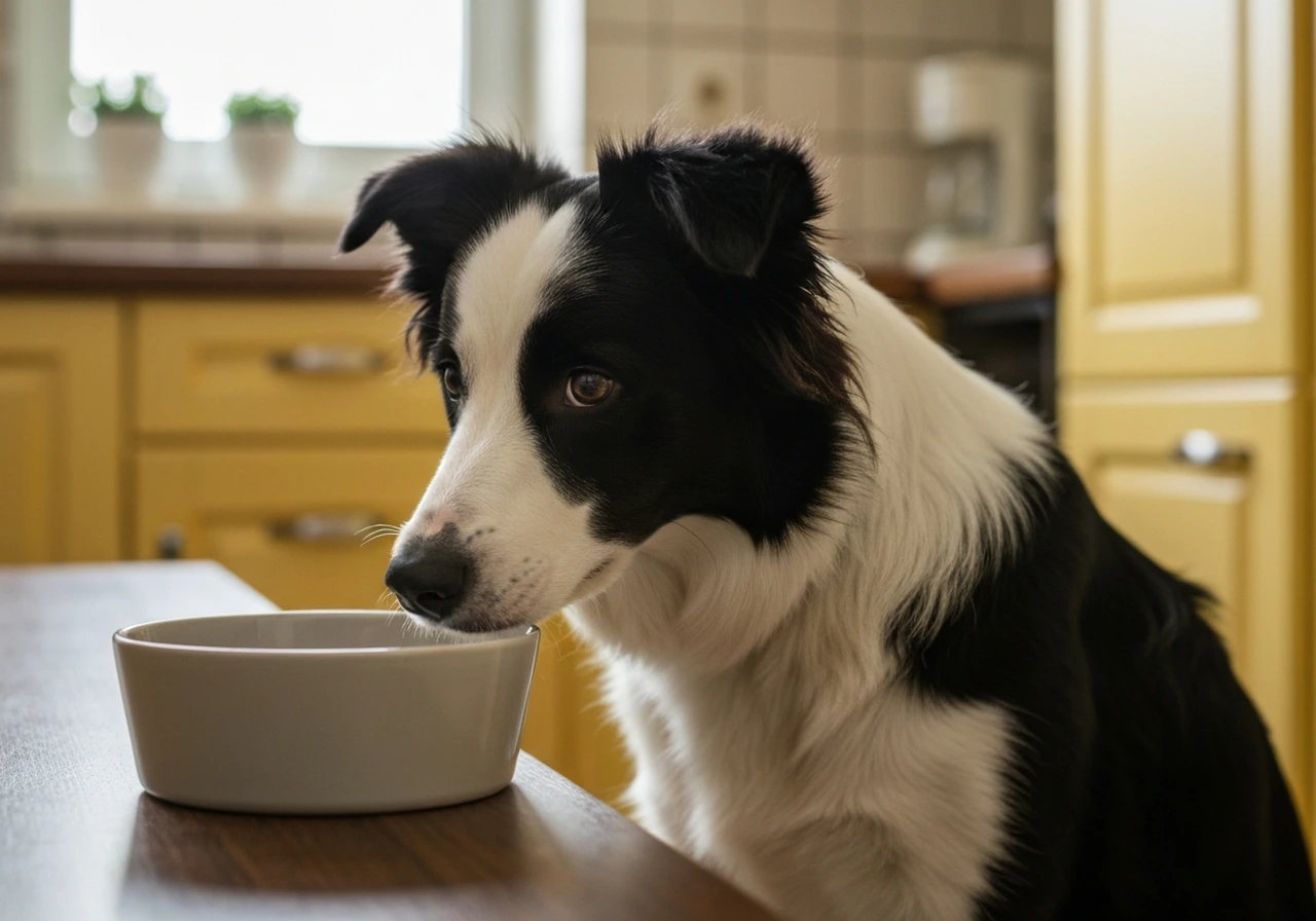 Border Collie at feeding time